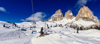 photo of panoramic view of Val Gardena in Italy.