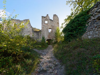 Photo of the ruins of medieval Samobor Castle on the hill Tepec in the town of Samobor Croatia.