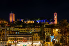 Photo of aerial cityscape view on French riviera with yachts in Cannes city, France.