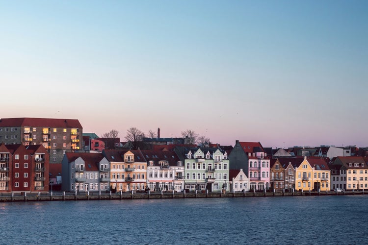 photo of view of Evening view on Sønder Havnegade street in Sonderborg (Dan. Sønderborg), city in Southern Denmark.