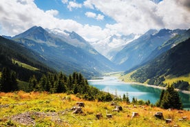 photo of an aerial view of winter resort Mayrhofen, Austria.