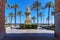 Photo of Ramblas , Badalona, Spain with modernist buildings and the statue of Roca i Pí. Spain .