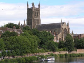 Photo of Worcester Cathedral and the River Severn, Worcester, Worcestershire, England.