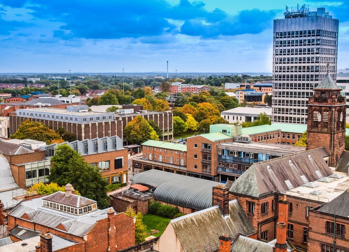 photo of High dynamic range HDR Panoramic view of the city of Coventry, England, UK.