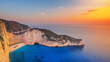 Photo of aerial view of Planos , also known as Tsilivi that is a village and a tourist resort on the island of Zakynthos, Greece.