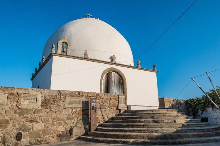 Stone staircase outside the chapel of Our Lady of Socorro with architecture inspired by oriental temples, Vila do Conde PORTUGAL