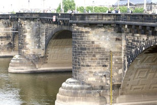 Photo of scenic summer view of the Old Town architecture with Elbe river embankment in Dresden, Saxony, Germany.