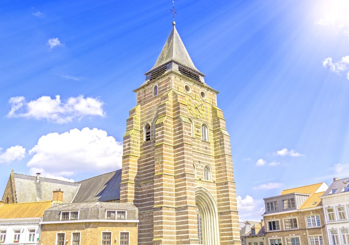 Church tower in Wavre, Belgium, the capital of the Belgian province of Walloon Brabant