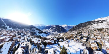 photo of beautiful view on the valley in Swiss Alps, Verbier, Switzerland.