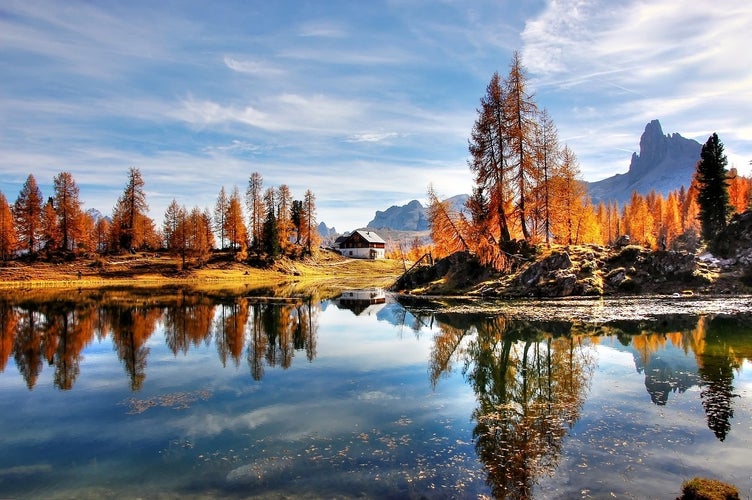 photo of lake federa in Belluno in Veneto region of northern Italy.