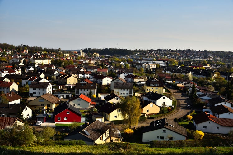 Photo of aerial view of Giengen/Brenz, Swabian Alb, Germany.