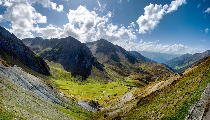 View of Col du Tourmalet in the french Pyrenees mountains