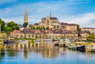 Photo of panoramic view of the city of Clermont-Ferrand with its cathedral, France.