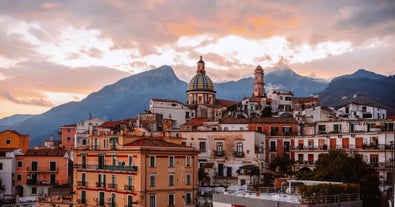 photo of beautiful view of Vietri sul Mare, the first town on the Amalfi Coast, with the Gulf of Salerno, province of Salerno, Campania, southern Italy.