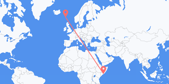 Vluchten van Somalië naar Faeröer