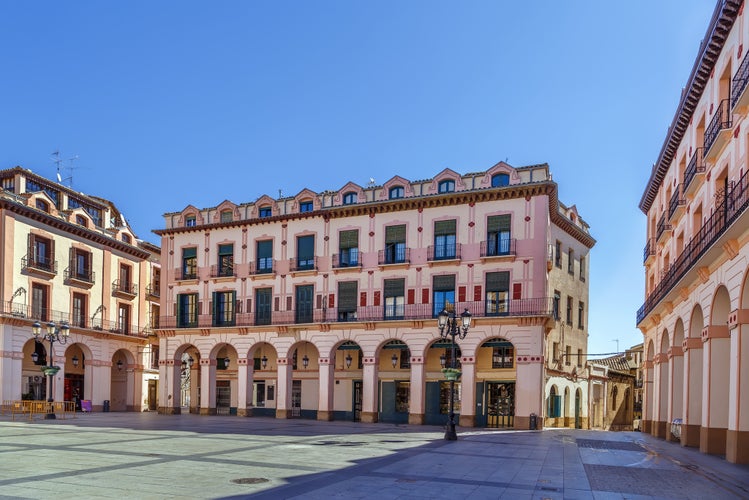 Photo of Luis Lopez Allue Square in Huesca city center, Aragon, Spain.