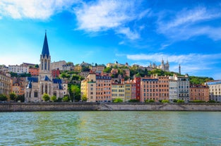 Photo of Bordeaux aerial panoramic view. Bordeaux is a port city on the Garonne river in Southwestern France.