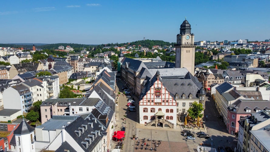 panorama of the old town in plauen,vogtland germany