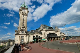 Photo of Bordeaux aerial panoramic view. Bordeaux is a port city on the Garonne river in Southwestern France.