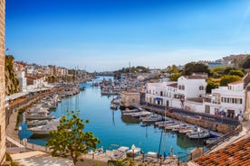 Photo of Cala Macarelleta in Ciutadella Menorca at turquoise Balearic Islands, Spain.