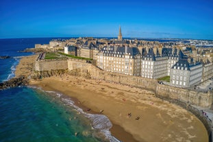 photo of a beautiful view of bay of Saint Lunaire on the Brittany coast near Dinard. France.