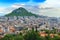 photo of view Beautiful cityscape of the Greek capital - Athens city against the backdrop of Mount Lycabettus and blue sky on a sunny afternoon. Lycabettus. Greece.