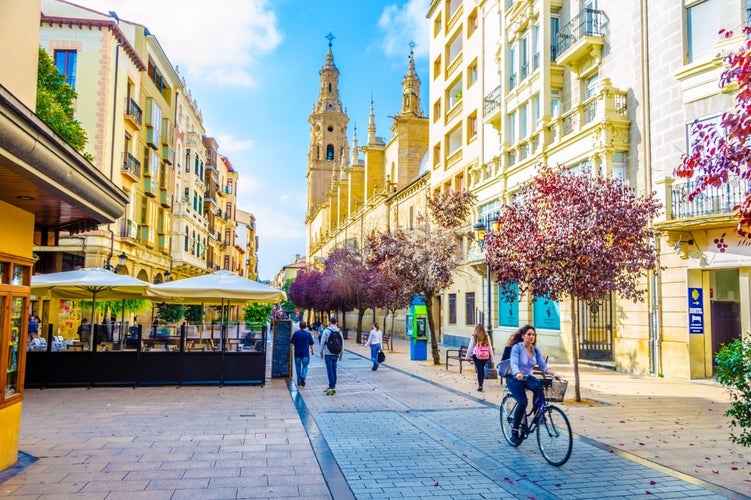 LOGRONO, SPAIN,  People are strolling a street in Logrono.