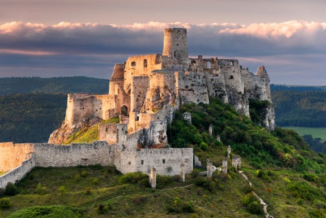 Ruins of Spiš Castle (Slovakia) on late summer sunset