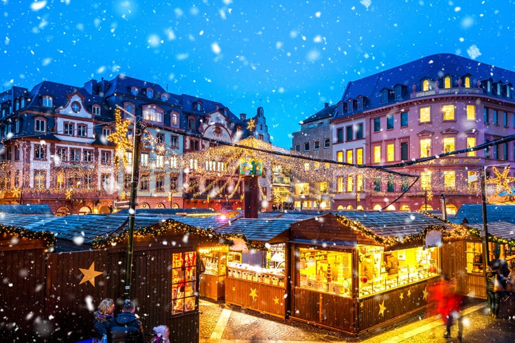 photo  of view of  Christmas Market in Mainz, Germany.