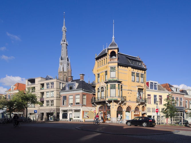 Voorstreek street, Leeuwarden, with the Centraal Apotheek and Sint Bonifatius church,