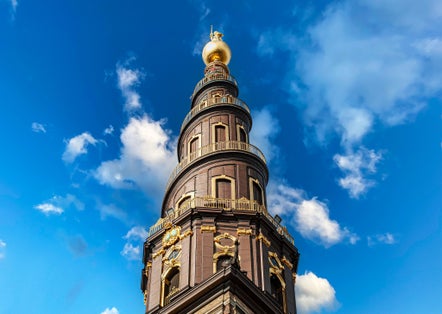 Photo of details of exterior of Church of Our Saviour in Copenhagen, Denmark.