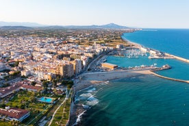 Photo of aerial view of the city Benicarlo on a sunny summer day, Spain.