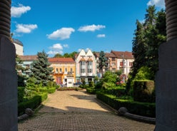 Photo of the Small Square piata mica, the second fortified square in the medieval Upper town of Sibiu city, Romania.