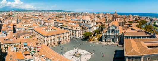 Photo of Port of Catania, Sicily. Mount Etna in the background.