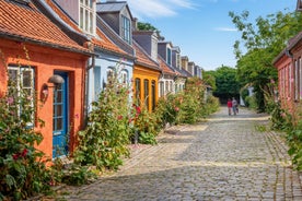 Photo of Roskilde square and Old Town Hall, Denmark.