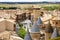 Photo of aerial view over the historical village of Olite in Navarre, Spain.