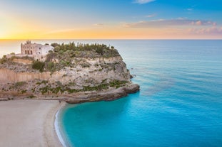 Photo of Sanctuary of Santa Maria dell'Isola symbol of the city of Tropea, Italy.