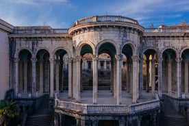 Photo of the ruins of the old Soviet sanatorium Medea, whose architecture which is basically a synthesis of Stalinist period classical style, Tskaltubo, Georgia.