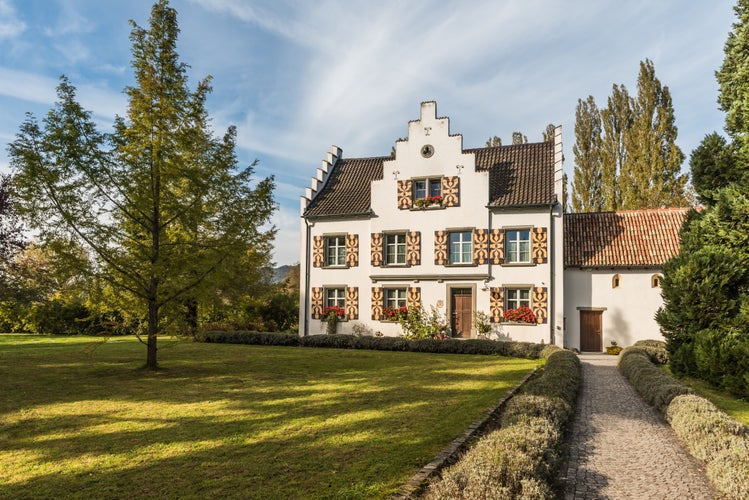 Photo of Werd Monastery on the island of Werd near Stein am Rhein, Eschenz, Canton Thurgau, Switzerland.