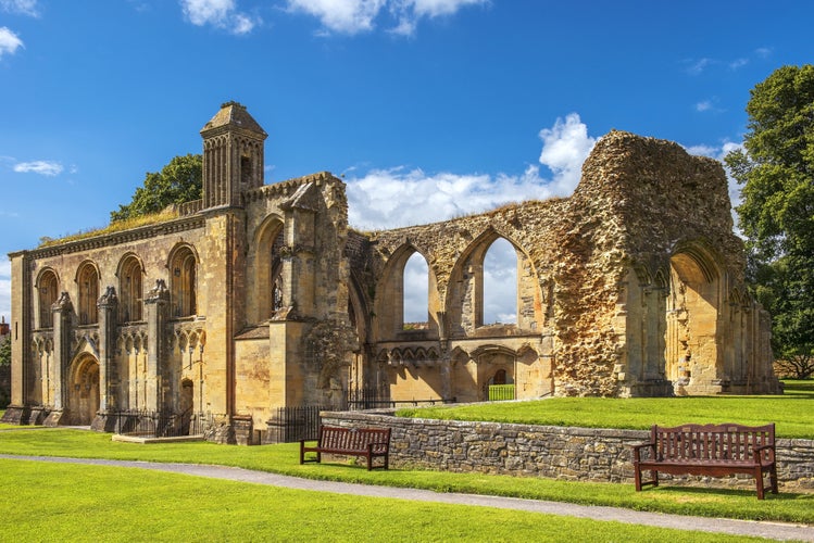 Photo of ruins of Glastonbury Abbey, was a monastery in Glastonbury, Somerset, England.