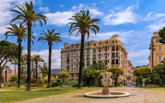 photo of harbor and town of Golfe-Juan Vallauris, commune of the Alpes-Maritimes department, which belongs in turn to the Provence-Alpes-Cote of Azur region of France.