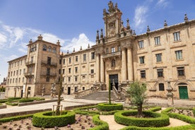 Photo of Facade of Santiago de Compostela cathedral in Obradoiro square, Spain.