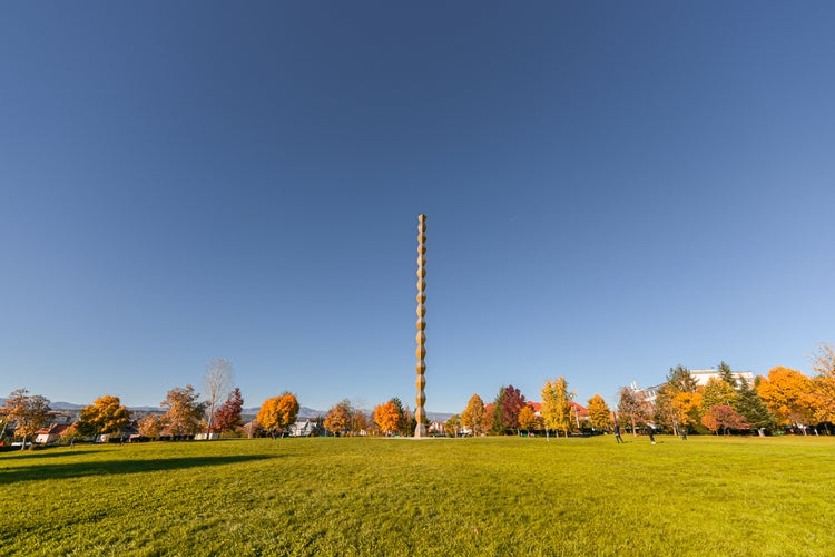 Column of Infinity or Endless Column, the work of the Romanian sculptor, Constantin Brancusi. Column Park from Targu Jiu, Romania. 