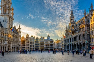 Brussels, Grand Place in beautiful summer sunrise, Belgium