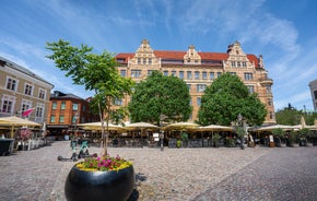 Beautiful aerial panoramic view of the Malmo city in Sweden.