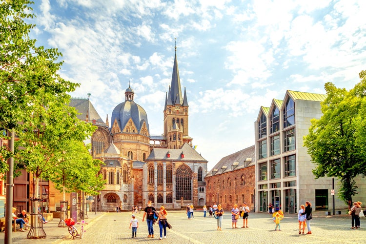 photo of view of Cathedral, Old city of Aachen, Germany.