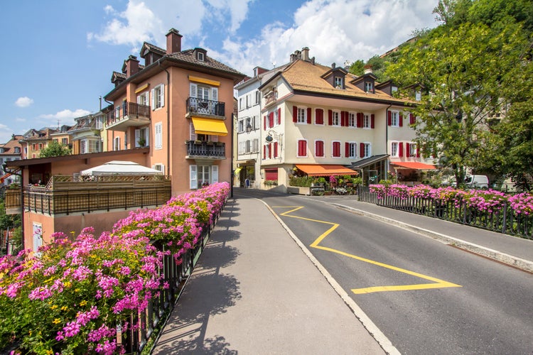 Building architecture in Montreux, Switzerland