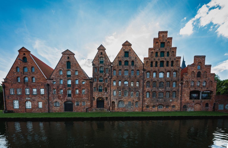 photo of view of Old houses in the old town of Lübeck, Germany.