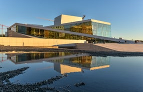 Photo of Tonsberg waterfront, Brygge, with restaurants, South Norway.