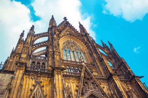 Photo of a close up to Cologne Cathedral, a Roman Catholic Gothic cathedral in Cologne, Germany.